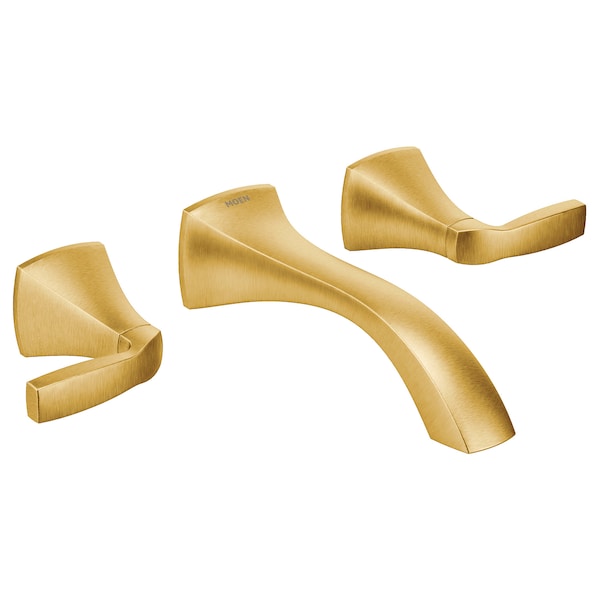 Two-Handle Wall Mount Bathroom Faucet Brushed Gold